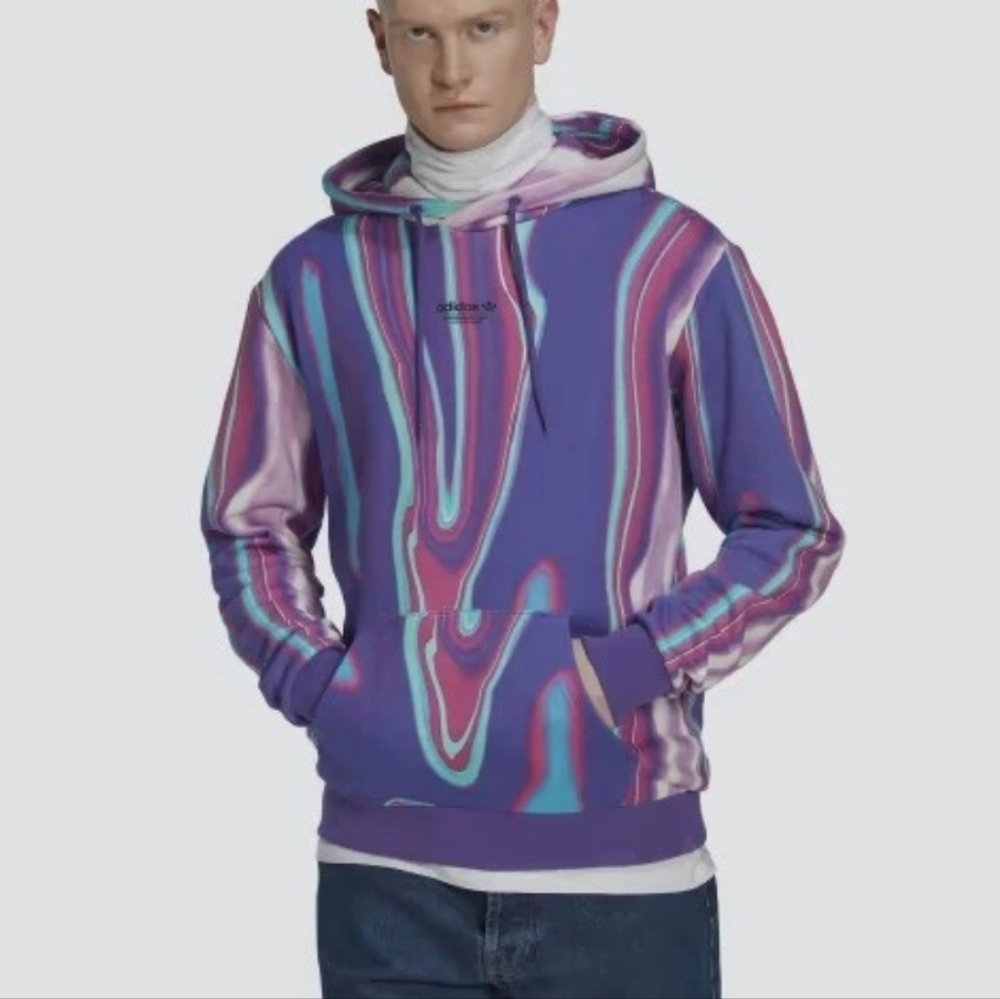 NWT Adidas Men's Vibrant Purple and Blue Hoodie
